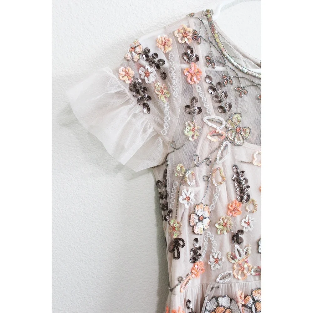 NWT Gianni Bini Penny floral beaded tulle dress - Picture 2 of 6